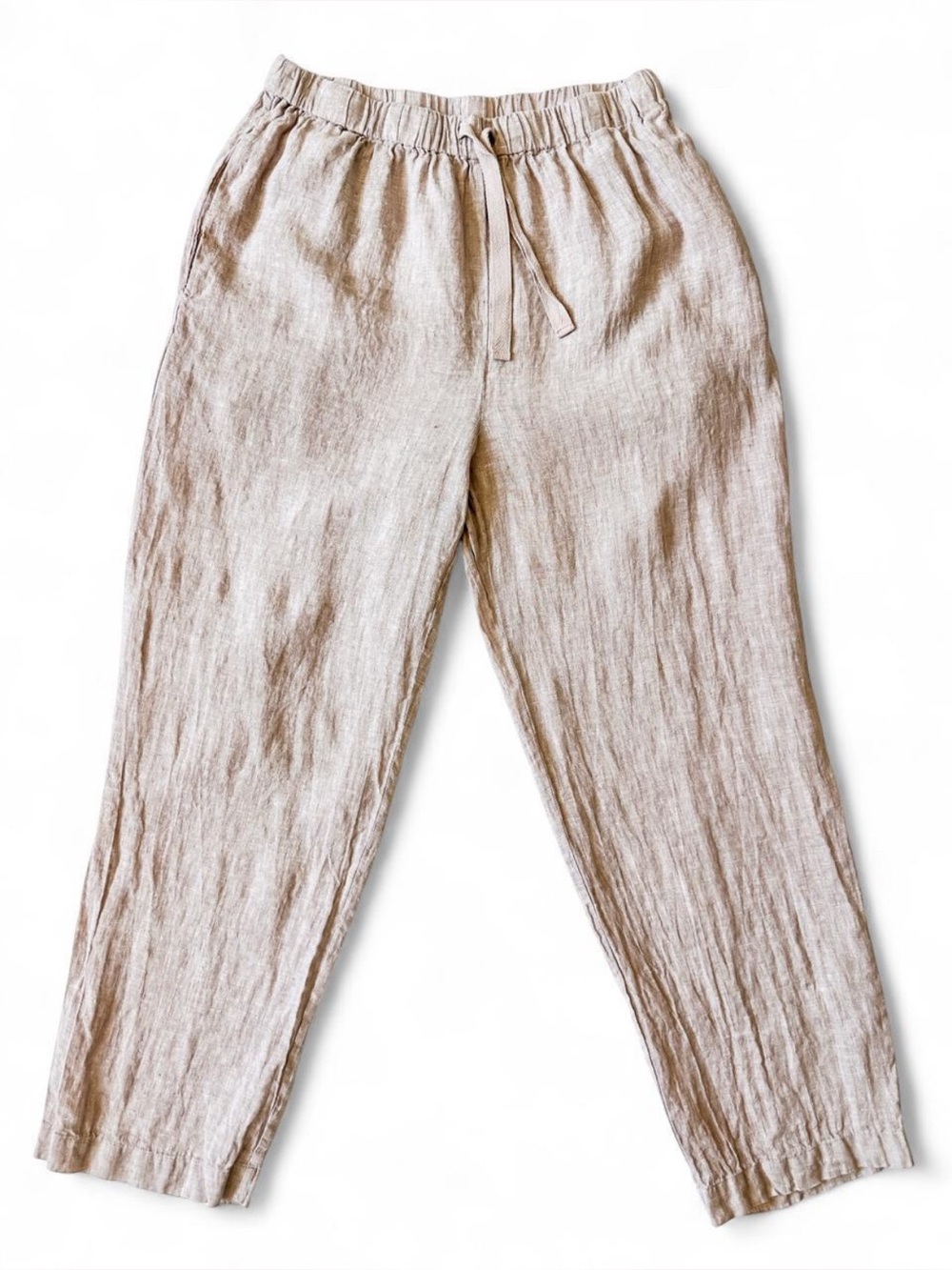 Quince 100% European Linen Tapered Ankle Pull-On, Drawstring Pants - Size Small